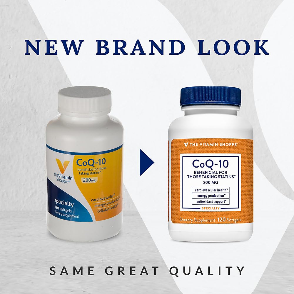 The Vitamin Shoppe CoQ-10 200mg Beneficial for Those Taking (120 Softgels)