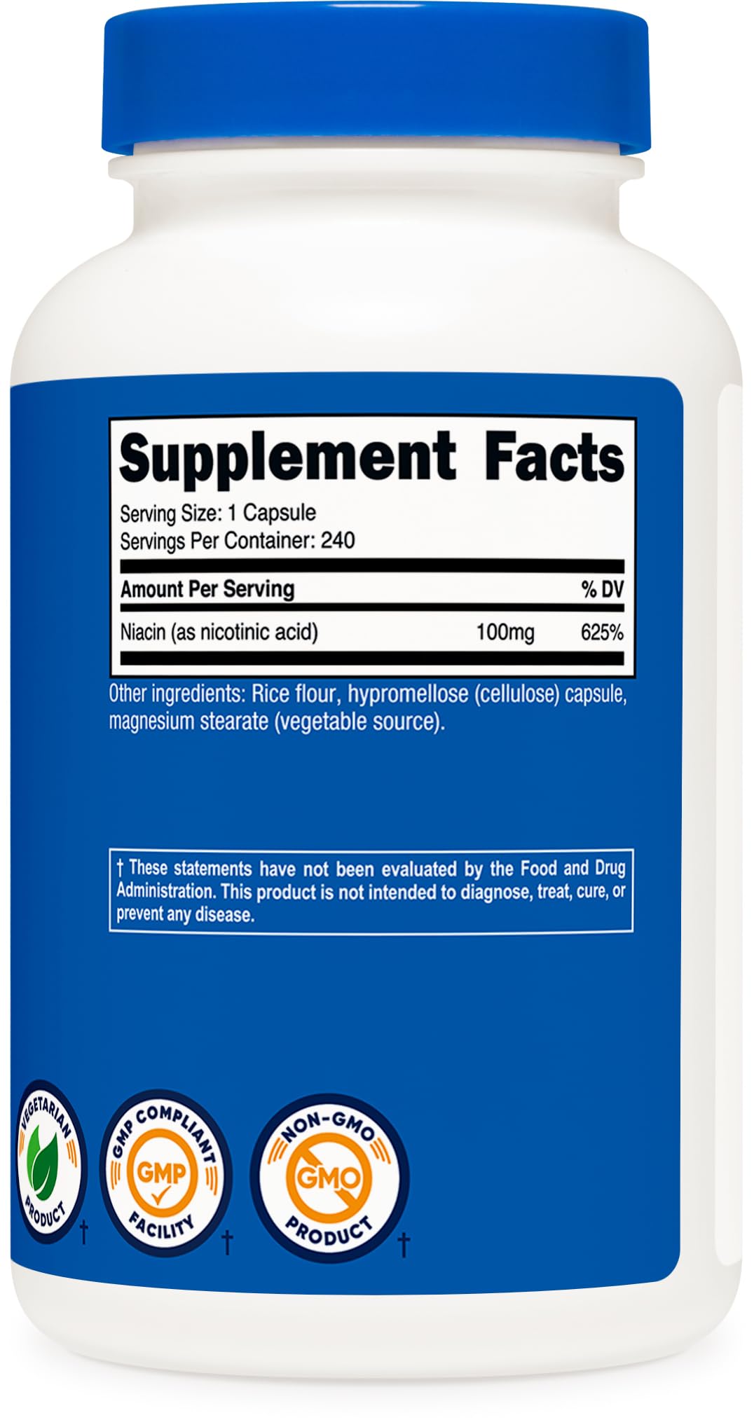 Nutricost Niacin (Vitamin B3) 100mg, 240 Capsules - with Flushing, Non-GMO, Gluten Free