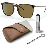 Thumbnail for Ray-Ban RB4387 Square Shaped Non-Polarized Sunglasses for Men & Women – Includes Official RAYBAN Eyewear Kit – Ideal Formal & Casual Wear Sunglasses – B-15 Brown Lens