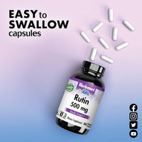 Thumbnail for Bluebonnet Nutrition Rutin 500mg (Sophora Japonica) Antioxidant Bioflavonoid for Vascular Support* Vegan, Gluten-Free, Soy-Free - Plant-Based Rutin Supplement - 50 Vegetable Capsules