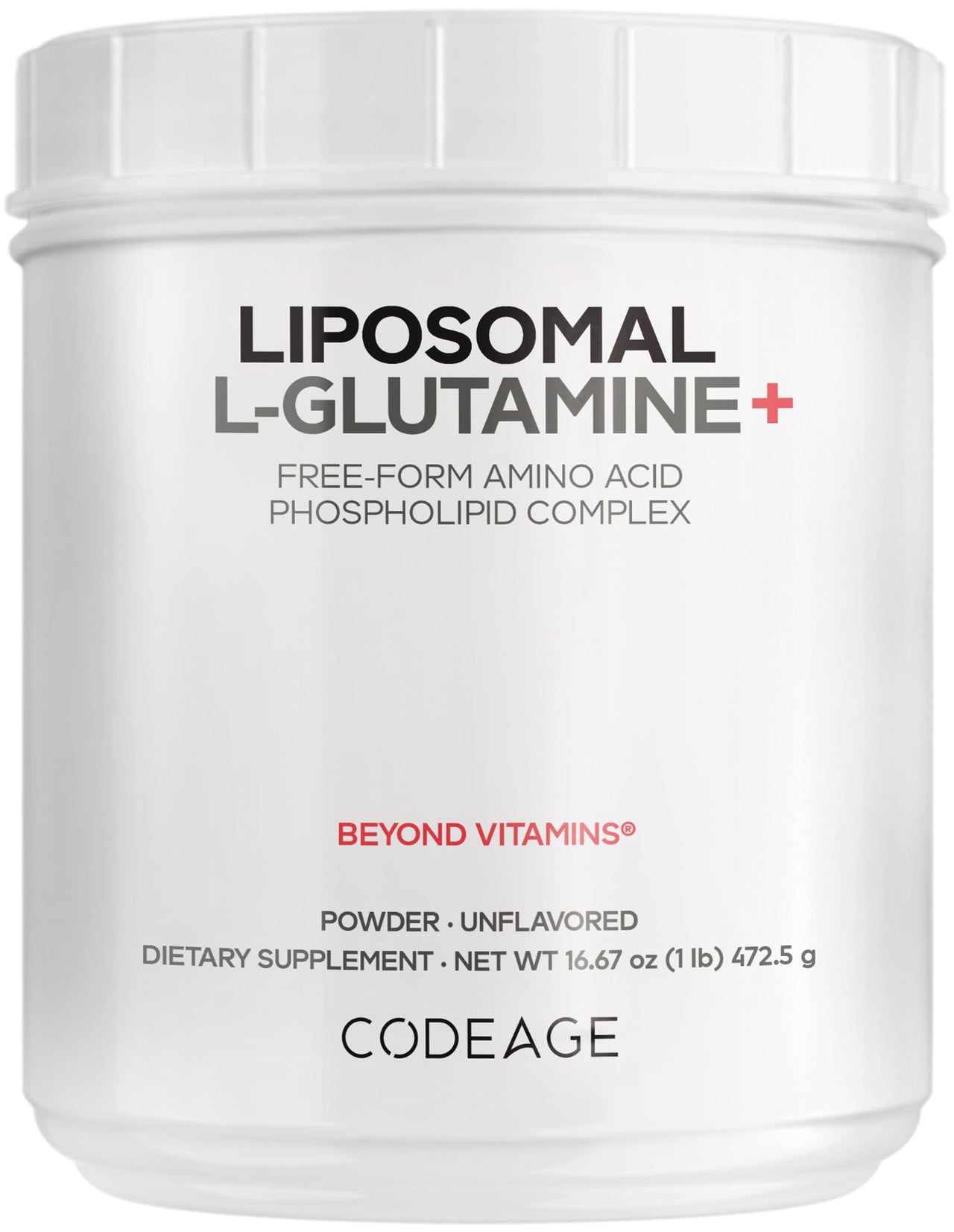 Codeage Liposomal L-Glutamine Powder - High-Potency L-Glutamine 5,000 mg per Serving - 3-Month Supply - Liposomal Delivery, Free-Form Amino Acid, Unflavored Glutamine - Non-GMO Gluten-Free - 16.67 oz
