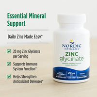 Thumbnail for Nordic Naturals Zinc Glycinate - 60 Capsules - 20 mg Highly Absorbable Zinc Glycinate - Optimal Wellness - Non-GMO, Gluten Free, Vegan - 60 Servings