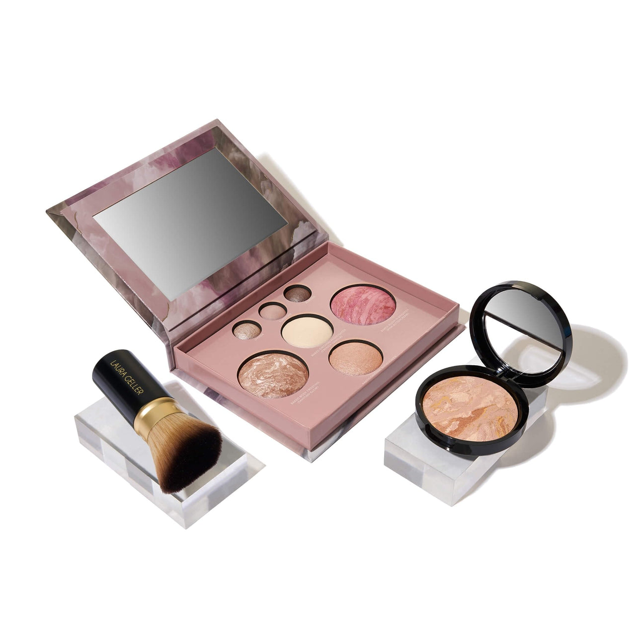 LAURA GELLER NEW YORK Baked Starter Kit: Fair, Best of the Best Full Face Palette + Baked Balance-n-Brighten Powder Foundation + Retractable Angled Kabuki Brush Set