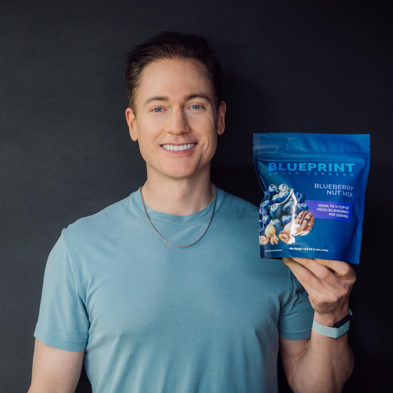 Blueprint Bryan Johnson Blueberry Nut Mix - Real Blueberries, Roasted Macadamia Nuts and Walnuts - No Additives or Added Sugars - Keto and Paleo Friendly - 170mg Polyphenols (30 Servings)