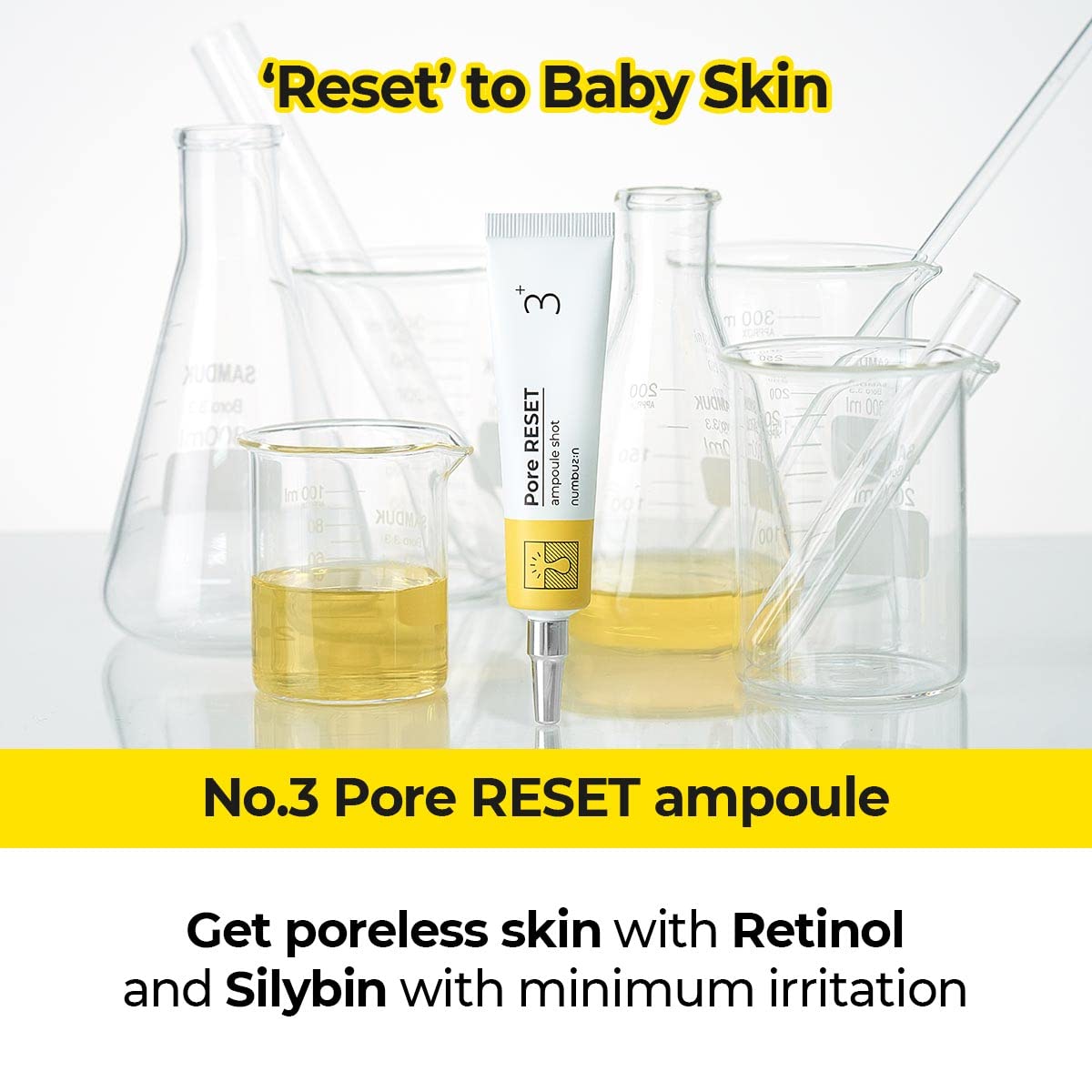 numbuzin No.3 Pore Reset Ampoule Shot | Retinol, Silybin, Niacinamide, Adenosine, Saggy Pores, Excess Sebum | Korean Skin Care for Face, 0.25 fl oz
