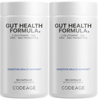 Thumbnail for Codeage Gut Health Supplements Vegan Formula - L Glutamine, Zinc, Turkey Tail Mushroom Powder, Tonic Mushroom, Maitake, Micro Algae, Mineral, Licorice Root DGL - Probiotics, Prebiotics - 2 Pack