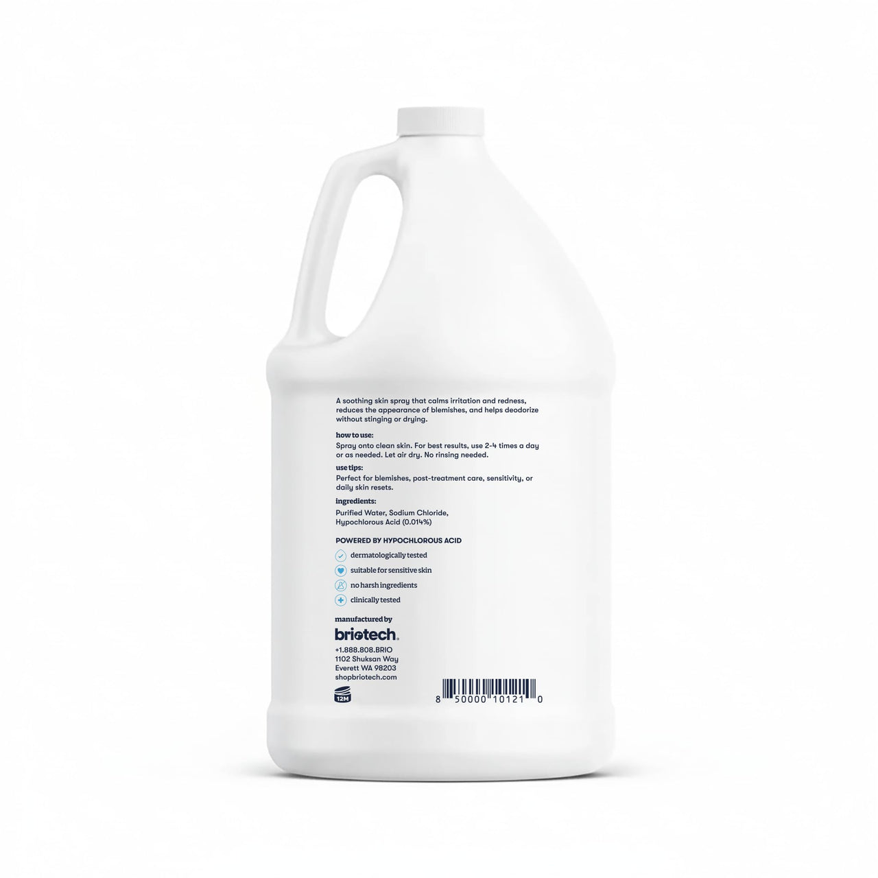 BRIOTECH Topical Skin Spray, Hypochlorous Acid for Sensitive Skin, HOCl Facial Mist, Full Body Support Against Irritation, Calm Redness, Soothe Foot & Scalp, 1 Gallon Refill (4 Pack)