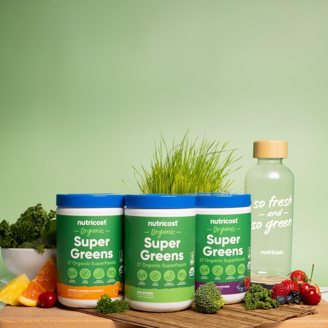 Nutricost Organic Super Greens Powder (30 Servings) - Superfood Supplement Drink Mix (30 Servings, No Flavor Added)