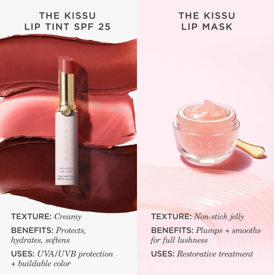 Tatcha Kissu Lip Mask | Overnight Lip Mask, Visibly Plumps and Softens for Lush Lips, 9.0 G | 0.32 oz