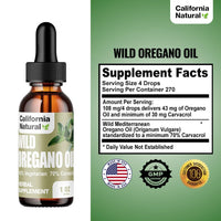 Thumbnail for Wild Oregano Oil 1oz Bottle - California Natural - Immune System & Digestive Support - Promote Gut Health & Healthy Digestion - 100% Vegetarian - 70% Carvacrol - Herbal Supplement - 1oz