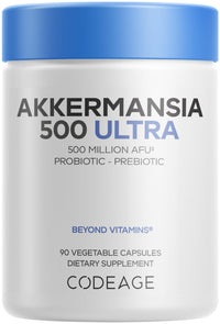 Thumbnail for Codeage Akkermansia Muciniphila Probiotic Ultra - High-Potency 500M AFUs Akkermansia Probiotic Supplement - Enhanced Daily Probiotic & Prebiotic, Chicory Inulin - 3-Month Supply - 90 Capsules
