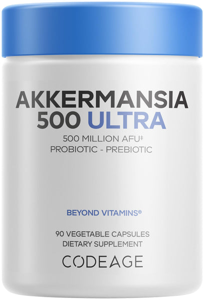 Codeage Akkermansia Muciniphila Probiotic Ultra - High-Potency 500M AFUs Akkermansia Probiotic Supplement - Enhanced Daily Probiotic & Prebiotic, Chicory Inulin - 3-Month Supply - 90 Capsules