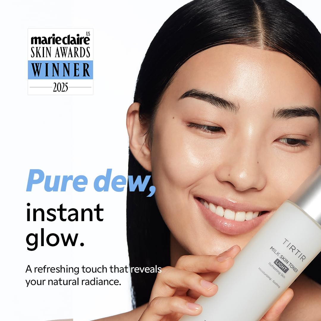 TIRTIR Milk Skin Rice Toner Light | Instant Hydration with 4% Niacinamide, Pantenol, Lightweight, Pore-Tightening, Vegan, Acne-Prone, Oily Skin, Fungal Acne Safe, Korean Skin Care, 5.07 Fl Oz