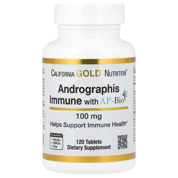 California Gold Nutrition Andrographis Immune Formula, with AP-Bio, Vitamin C and Zinc, Vegan & Vegetarian Suitable, Gluten Free, 100 mg, 120 Tablets