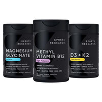 Thumbnail for Sports Research® Celular Energy Pack - Plant Based Vitamin B12 as Methylcobalamin 2000mcg + Magnesium Glycinate 160mg + Vegan Vitamin D3 5000iu & Mk7 Vitamin K2 100mcg
