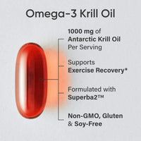 Thumbnail for Sports Research Antarctic Krill Oil Omega 3 Softgels 1000mg (Double Strength) with Phospholipids, Choline & Astaxanthin - Sustainably Sourced, Non-GMO Verified & Gluten Free - 60 Capsules