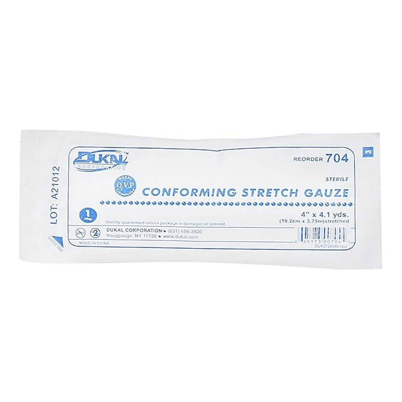 Dukal White Conforming Bandage Sterile 4" x 4-1/10 Yd 704 12 per Bag