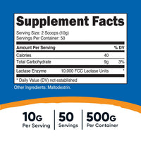 Thumbnail for Nutricost Lactase Powder 500 Grams - Non-GMO, Gluten Free