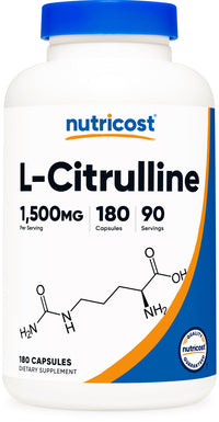 Thumbnail for Nutricost L-Citrulline 1500mg, 180 Capsules - 750mg Per Capsule, Gluten Free, Non-GMO, Packaging May Vary