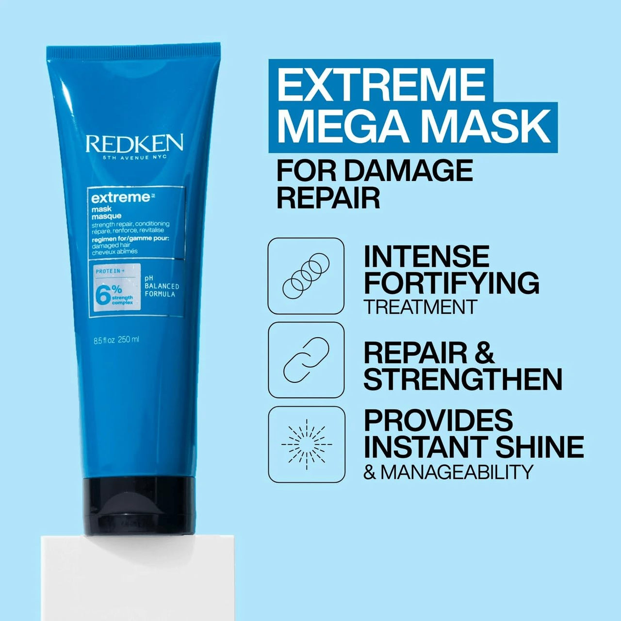 Redken Extreme Hair Mask For Damanged, Brittle Hair - Fortifies & Strengthens, 8.5 Fl Oz