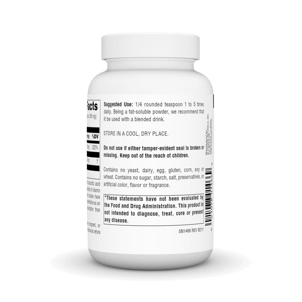 Source Naturals Ascorbyl Palmitate 500mg Powder - Fat-Soluble Vitamin C Ester, Powerful Antioxidant Supplement - 2 oz. Powder