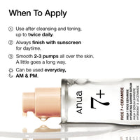 Thumbnail for Anua Rice Ceramide 7 Hydrating Barrier Serum, Moisturizing Face Serum, Non-comodogenic, Hyaluronic Acid, Niacinamide, Lightweight, Fragrance Free, Sensitive Dry Skin, Korean Skincare, 1.69 fl oz