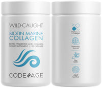 Thumbnail for Codeage Marine Collagen Peptides – Hydrolyzed Fish Collagen Protein Supplement, 10,000mcg Biotin Collagen, Vitamin C, E, Hyaluronic Acid Amino Acid - Hair, Skin, Joint, Wild-Caught Fish - 2 Pack