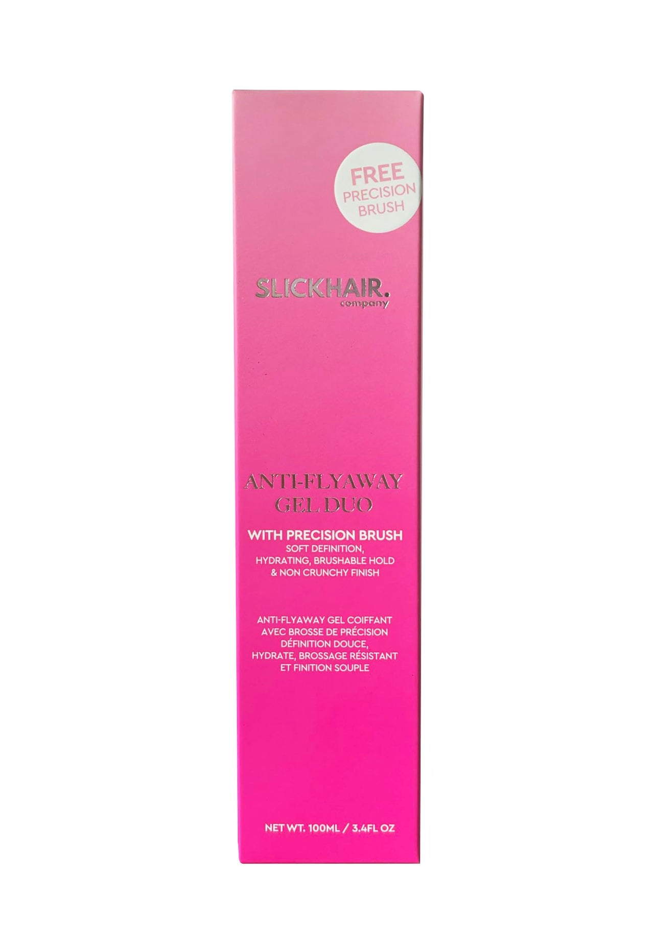 SlickHair Anti-Flyaway Gel Duo, Gel Duo with precision brush for Flyaways, Anti-Flyaway Gel Duo for Women and Children, Refreshes and Nourishes Hair, Strong Hold, Non Flakey and Non Greasy - 100ml