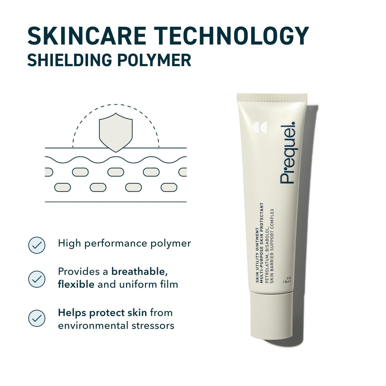 Prequel Skin Utility Ointment, Moisturizing Protectant. Mid-weight Occlusive Face and Body Cream for Dry Skin, Hand Cream for Cracked Hands. Soothing Barrier Protection with 45% Petrolatum