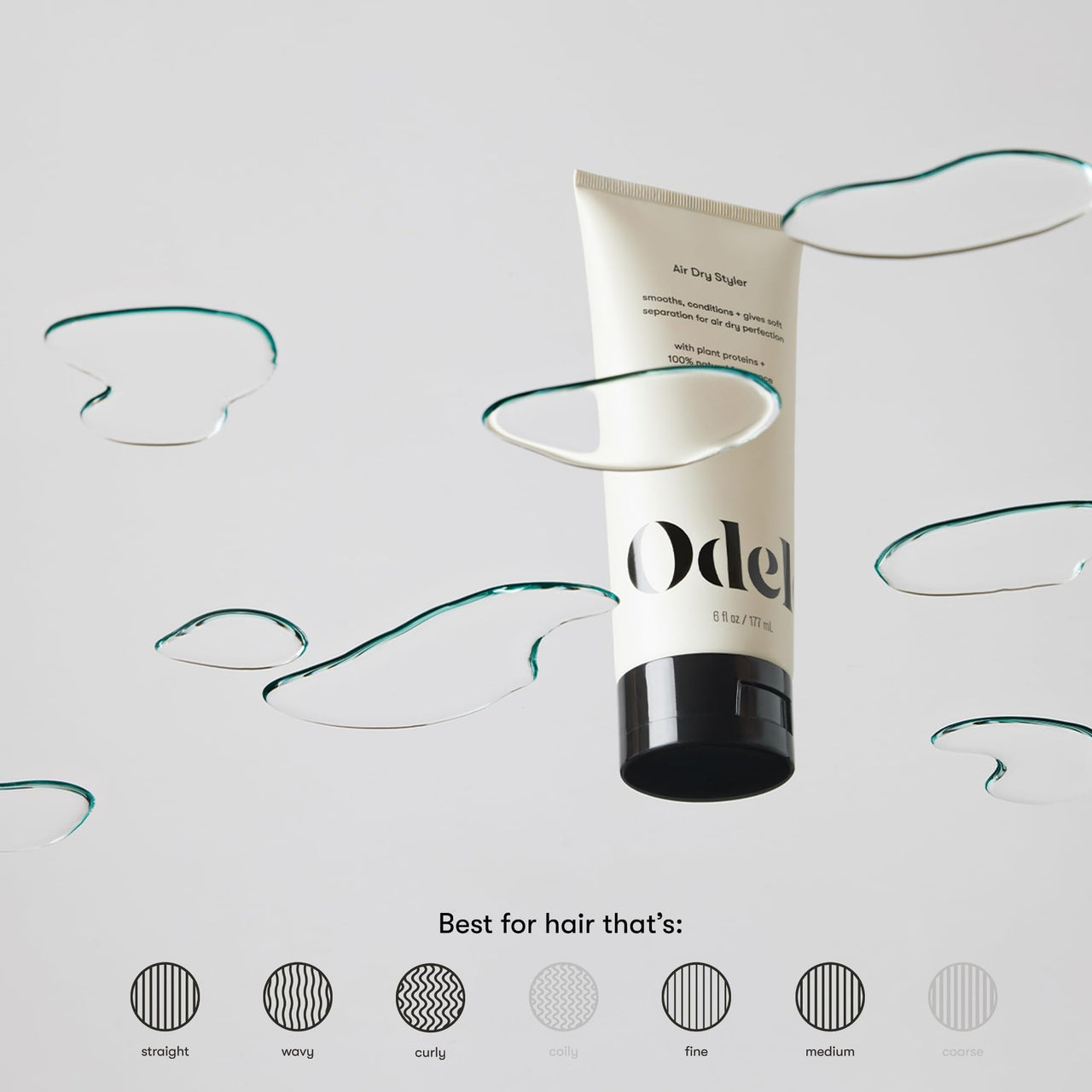Odele Air Dry Styler, No-Heat Styling Gel to Smooth Frizz, Define and Condition Strands, for Straight, Wavy, and Curly Hair Types, 6 oz