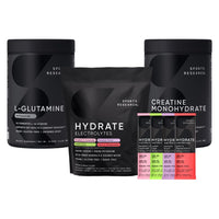 Thumbnail for Sports Research L-Glutamine (1.1 lbs), Sugar-Free Naturally Flavored Hydrate Electrolytes 16x Variety Packets and Creatine Monohydrate (1.1 lbs)