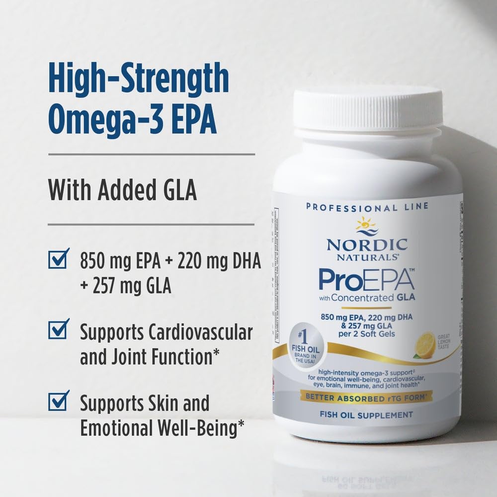 Nordic Naturals ProEPA with Concentrated GLA, Lemon - 60 Soft Gels - 1217 mg Omega-3 + 257 mg GLA - Heart, Neurological & Immune Support, Healthy Skin - Non-GMO - 30 Servings