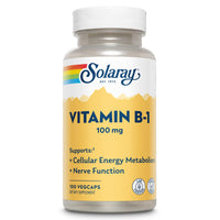 Thumbnail for SOLARAY Vitamin B-1 100 mg | Healthy Energy Metabolism, Skin, Brain, Heart & Nervous System Support | 100 VegCaps