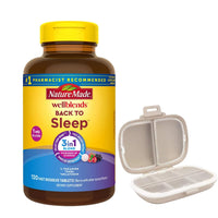 Thumbnail for Nature Made Wellblends Back to Sleep, 120 Fast Dissolve Tablets, Lower Dose Melatonin 1 mg, L theanine 100 mg and GABA 100mg, Sleep Supplement, Bundle with a Pill Oragnizer (2 Items)