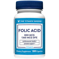 Thumbnail for The Vitamin Shoppe Folic Acid 800MCG, Supports Prenatal Fetal (100 Capsules)