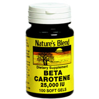 Thumbnail for Nature's Blend Beta Carotene 25,000 IU 100 Softgels