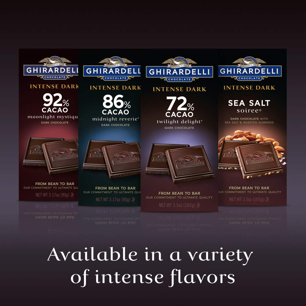 GHIRARDELLI INTENSE DARK 92% Cacao Chocolate Bars, 3.17 oz Bar (Pack of 12) – Premium Extra Dark Chocolate for Gifting & Sharing