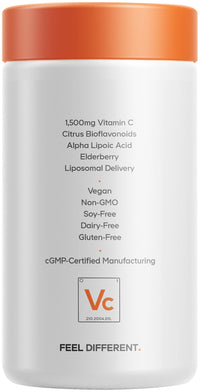 Thumbnail for Codeage Liposomal Vitamin C 1500mg with Zinc, Elderberry, Citrus Bioflavonoids Grapefruit, Lemon, Orange Powder, Quercetin & Rose Hips Fruit – Vegan Supplement - Non-GMO, Vegan Pills, 180 Capsules