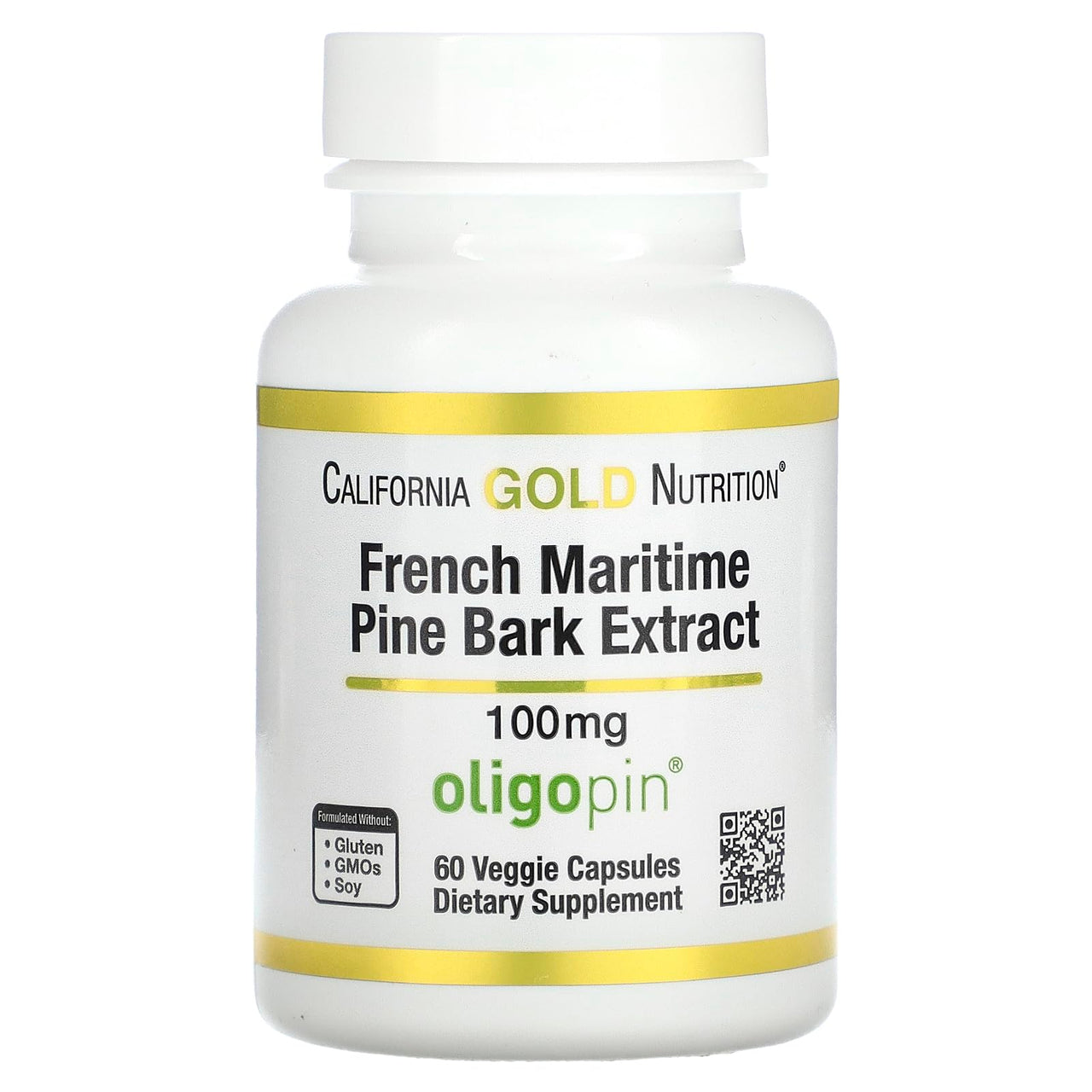 California Gold Nutrition French Maritime Pine Bark Extract, Oligopin, 100 mg, 60 Veggie Capsules