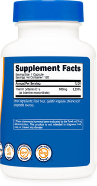 Thumbnail for Nutricost Vitamin B1 (Thiamine) 100mg, 120 Capsules - Gluten Free and Non-GMO