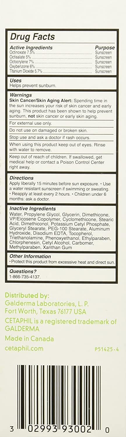 Cetaphil Daily Facial Moisturizer with Sunscreen, SPF 50+, 1.7 Fluid Ounce