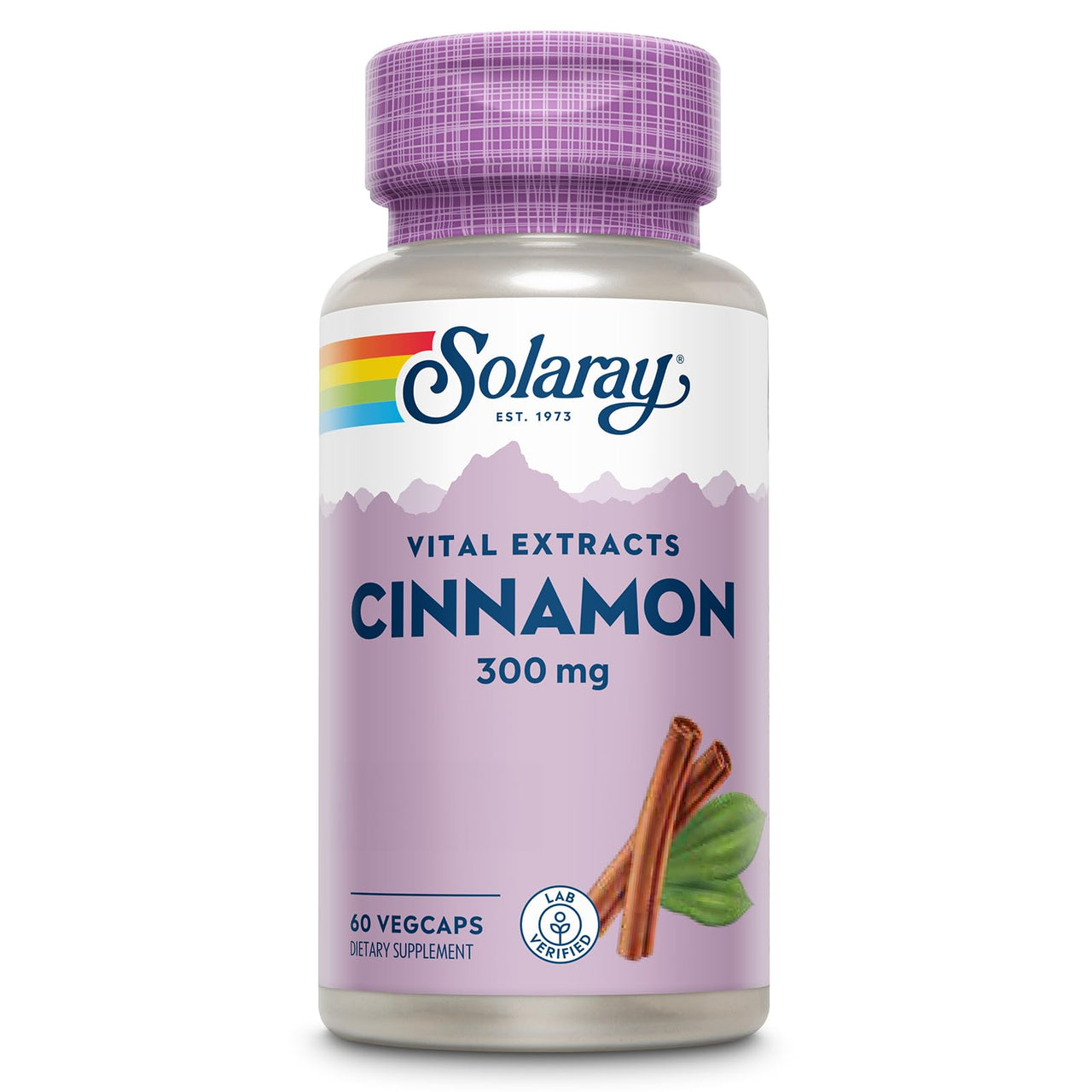 SOLARAY Cinnamon Extract 300mg - Cinnamon Supplements for Balance - Herbal Support with 24mg Flavonoids - Lab Verified, Gluten Free, 60-Day Guarantee - 60 Servings, 60 VegCaps