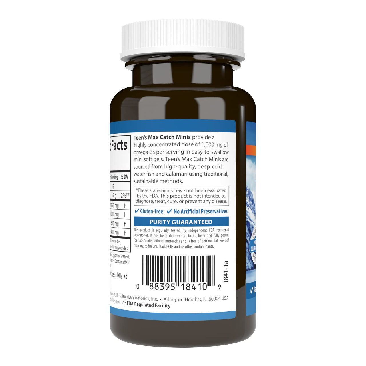 Carlson - Teen's Max Catch Minis, 1000 mg Omega-3s, Brain Health, Vision Support, Mood Health, 60 Softgels