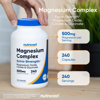 Thumbnail for Nutricost Magnesium Complex 500mg, 240 Capsules - Magnesium Oxide, Citrate, and Glycinate - Gluten Free and Non-GMO