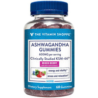 Thumbnail for The Vitamin Shoppe Ashwagandha 600 MG - Stress Support, Energy & Adaptogenic Wellness, Root Extract (60 Gummies)