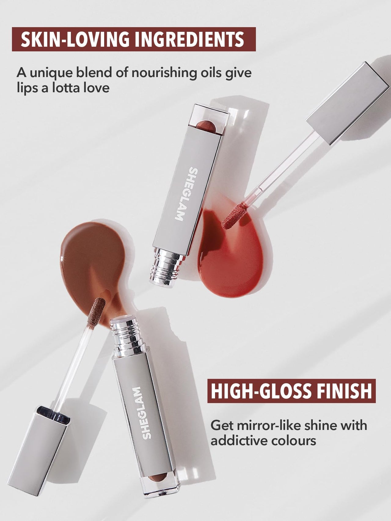 SHEGLAM Glaze Daze Lip Gloss Shiny Tinted Lip Gloss High Gloss Finish Plumping Lip Care Nourishing Not Easy to Fade Liquid Lip Cosmetics-Rose Tea