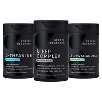 Thumbnail for Sports Research® De-Stress & Sleep Bundle - Melatonin-Free Sleep Complex, Double Strength L-Theanine Supplement and Ashwagandha Softgels with Coconut MCT Oil for Relaxation, Calm & Sleep Support