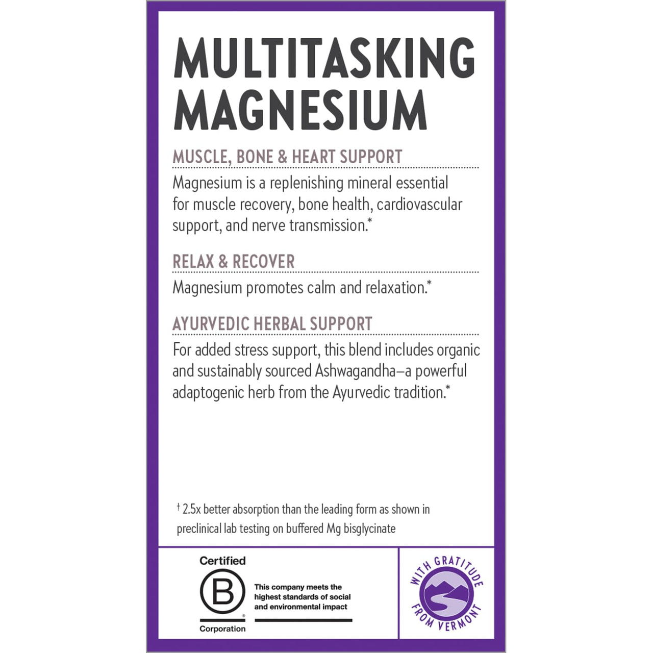 New Chapter Magnesium + Ashwagandha Supplement, 325 mg with Magnesium Glycinate for Muscle Relaxation & Recovery, Heart, Nerve & Bone Health, 2.5X Absorption, Non-GMO - 30 ct (1 Month Supply)