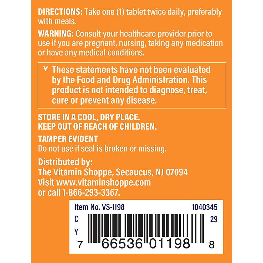 The Vitamin Shoppe Pancreatin 500MG, Natural Digestive Enzyme Supplement, Supports Digestion of Fats, Protein, Carbohydrates (100 Tablets)