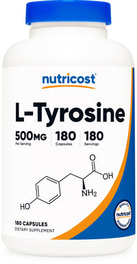 Thumbnail for Nutricost L-Tyrosine 500mg, 180 Capsules - Gluten Free & Non-GMO